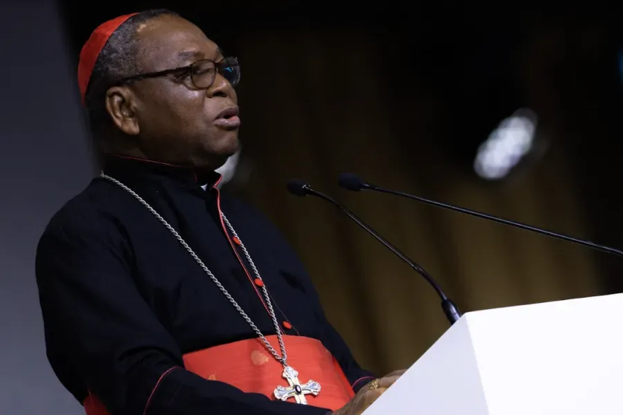 Nigerian Cardinal John Onaiyekan speaks at the International Eucharistic Congress in Budapest, Hungary, Sept. 9, 2021. Daniel Ibáñez/CNA.